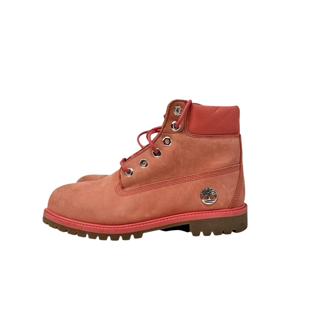 Timberland 6” Waterproof Leather Boots Junior Size 7 Pink Spiced Coral - Picture 4 of 10